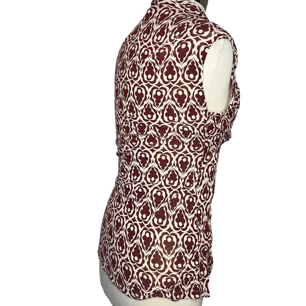 Banana Republic Women's Top Size Small Stretch Sleeveless V Neck Rusty Red and W - Picture 6 of 11